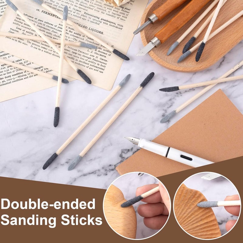 ANCIRS 10 Pcs Sanding Sticks, 5.5in Double End Matchsticks Sanding Twigs, 150/280 Grit Fine Detailing Polishing Stick, Flexible Sanding Tools for Plastic Models, Tight Spaces (Black&Gray) - Image 5